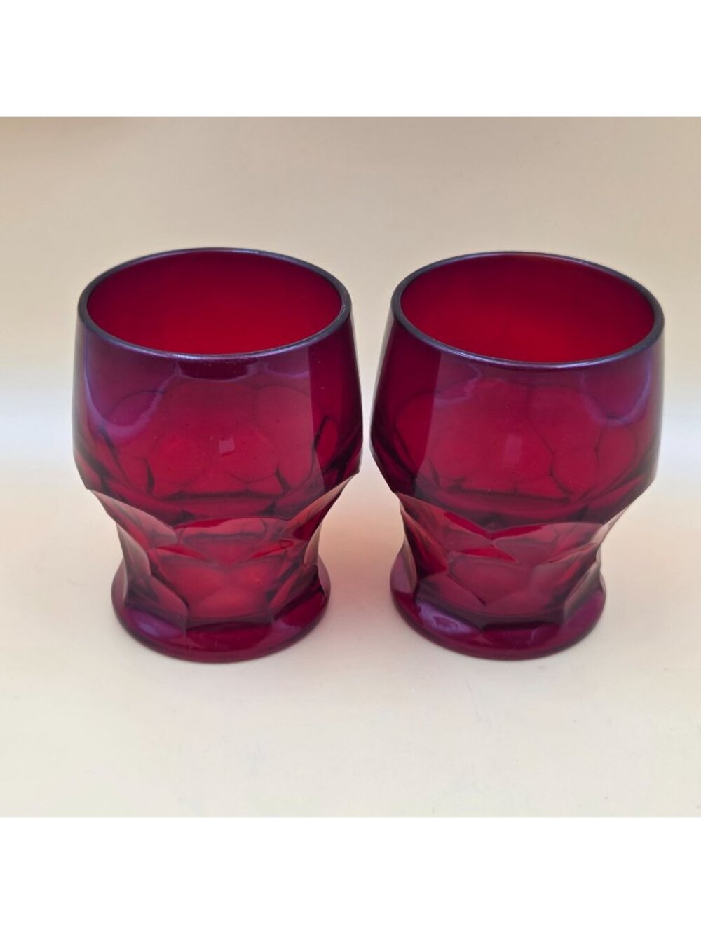 Viking Georgian Ruby Red Glass 9 Oz Flat Tumbler Set of 2 Vintage